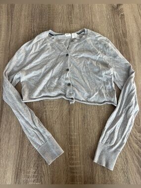 GAP Light Gray Cropped Button Cardigan
